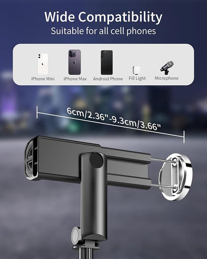 Selfie Stick Tripod for iPhone, Portable Cell Phone Tripod Stand with Wireless Remote, All in One Travel Tripods Selfie Stick, Compact Phone Stand Compatible with iPhone, Android, Samsung Series
