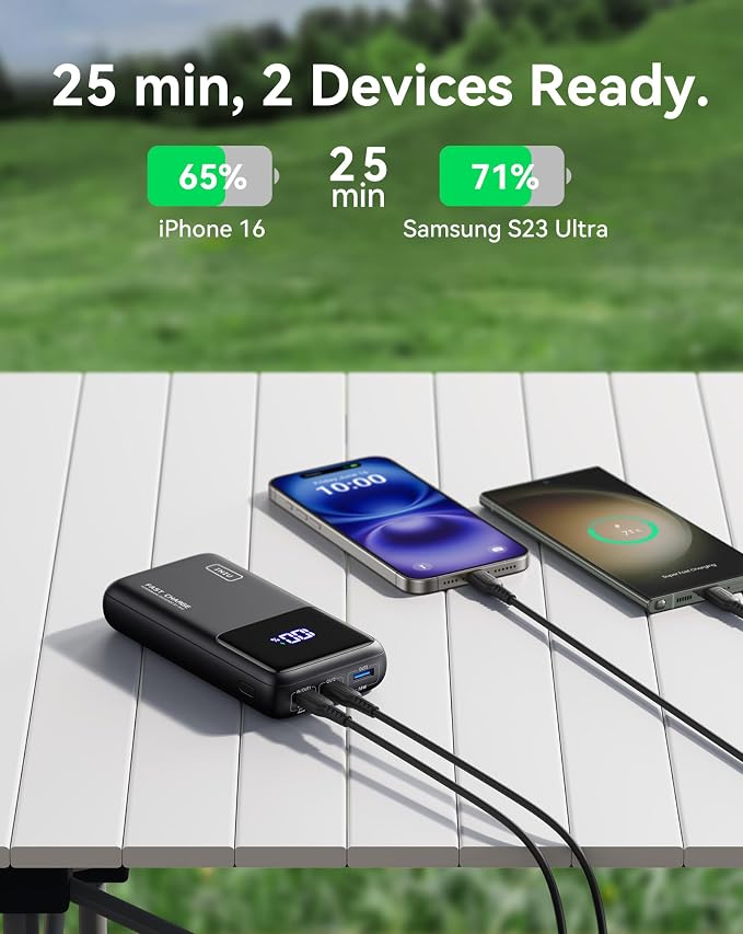 INIU Power Bank, 25000mAh 100W USB C Laptop Portable Charger, PD QC Fast Charging 3-Output Battery Pack, Travel Charger for Laptop MacBook iPad Tablet Steam Deck iPhone 17 16 15 14 Pro Samsung S25 etc