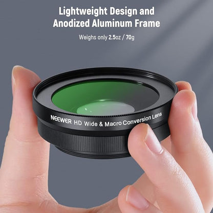 NEEWER 40.5mm HD Wide Angle Lens Compatible with Sony ZV-1F ZV-E10 A5000 A6000, 2 in 1 18mm Wide Angle + 10x Macro Additional Lens with Extension Tube Bayonet Mount Adapter & 2X Cleaning Cloth