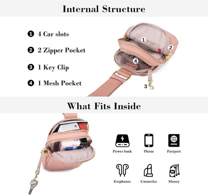 INICAT Anti Theft Crossbody Bag for Women, Small RFID Blocking Sling Purse with Zipper Lock for Travel, Vegan Leather