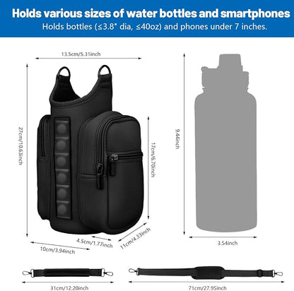 Magnetic Gym Water Bottle Bag with Strong Magnet Holder for Men and Women Securely Attaches to Metal Surfaces Perfect for 40Oz Bottle Phone Small Essentials Carrier