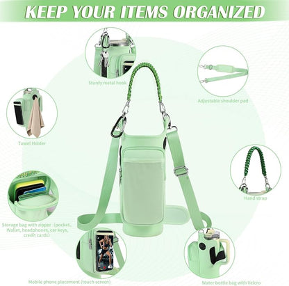 Magnetic Gym Bag for Men Women, Water Bottle Carrier Holder with Strap for Stanley, Small Bag Accessories pouch with N52