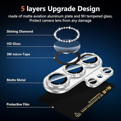 for Samsung Galaxy S26 Ultra Camera Lens Protector, Electroplated Matte Back with 9H Tempered Glass Lens Protector, [Strong Adsorption] [Case-Friendly] Metal Ring HD Lens Cover,Silvery Diamond