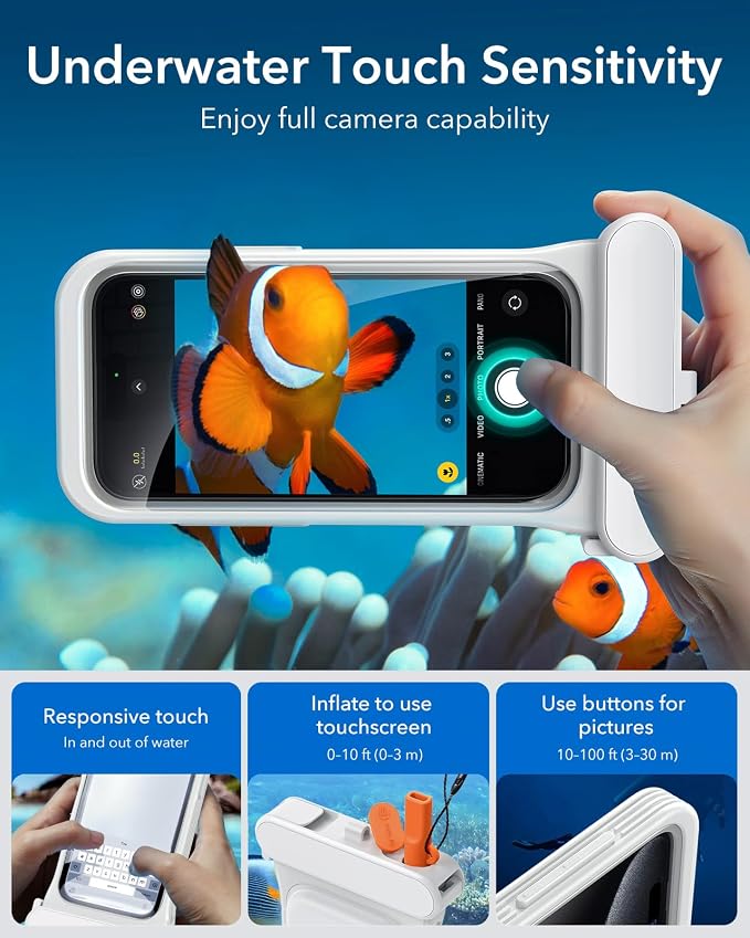 ESR Waterproof Phone Pouch for iPhone 13 Pro / 14 Pro / 15 Pro, Underwater Touch Sensitivity, IPX8 Floating Waterproof Cellphone Case with Lanyard, Dry Bag for Snorkeling, Clear