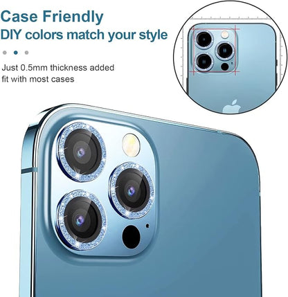 Jeluse [3X2 Pack] Designed for iPhone 13 Pro/iPhone 13 Pro Max Camera Lens Protector, 9H Tempered Glass Screen Protector Cover [Alignment Kit Eazy installation] Metal Individual Ring
