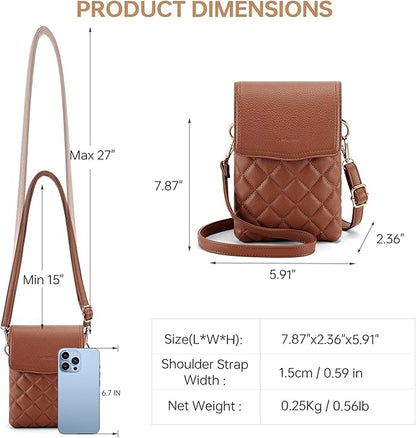 RFID Small Crossbody Purses for Women Quilted Cell Phone Purse with RFID Blocking Credit Card Slots