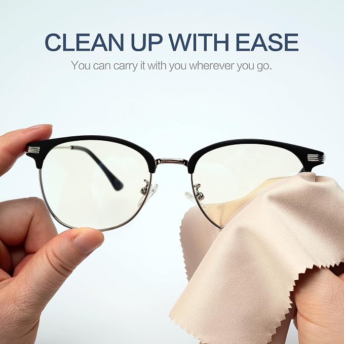 Vemiss 6 Pack Microfiber Glasses Cleaning Cloth, Wipes Lens Eyeglasses & Screens - Reusable, Portable with Keychain & Pouch - Sunglasses, Jewelry, Phone Cleaner Cloth (Color 1)