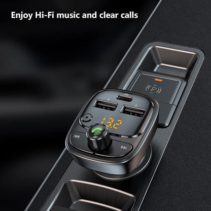 Bluetooth 5.3 FM Transmitter Car Adapter, Wireless Radio MP3 Player Stereo Music Audio Receiver Hands Free Calling, 42W (PD 30W & 12W) USB C Car Charger for iPhone, Support TF Card & USB Disk (Black)