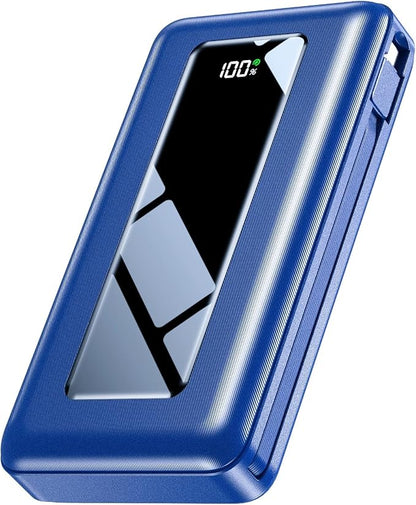 Portable Charger Power Bank, 50000mAh Travel Camping Essential Battery Pack with Built-in Cables, PD 22.5W Fast Charging, Large Capacity Portable Phone Charger for iPhone, Navy Blue