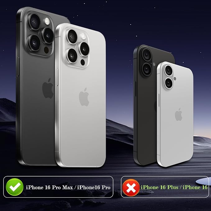 Camera Lens Protector for iPhone 16 Pro/iPhone 16 Pro Max Camera Lens Protector [Strong Adsorption] [Not Easy to Break] Metal Tempered Glass Rear Camera Screen Cover - Black