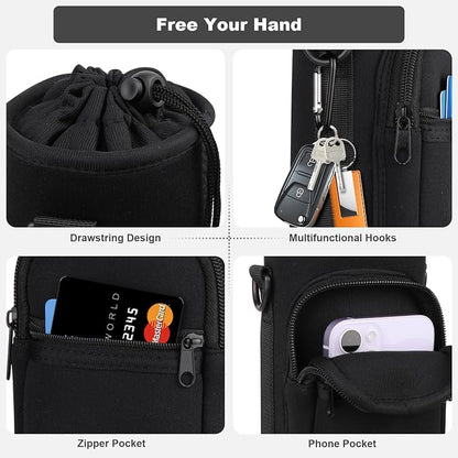 Water Bottle Holder with Strap, Water Bottle Carrier Bag with Phone Pocket, Shoulder Hand Strap Insulated Neoprene 32/40 oz Water Bottle Sleeve for Walking Hiking Camping Gym