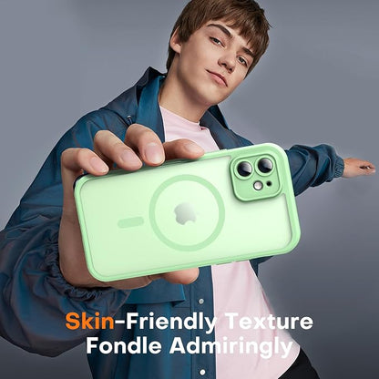 TOCOL for Phone 12 Case, Compatible with Magsafe Charger, Full Camera Protection, Drop Protection, Translucent Matte Phone Case for iPhone 12 6.1 inch (Light Green)