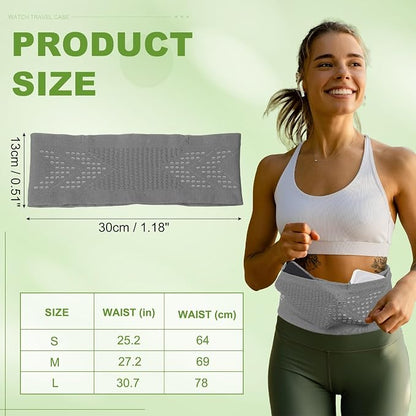 Slim Running Belt, Running Fanny Pack Phone Holder for Women Men Waist Bag Moisture Wicking Storage Belts Bag- Fitting for (Storage Phone-Travel- Sports- Hiking) Gray & S