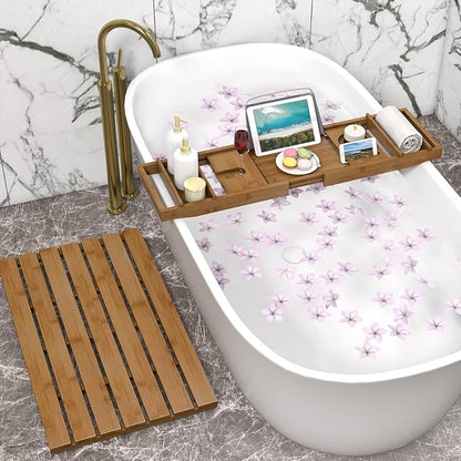 Domax Bathtub Caddy Tray Expandable Bamboo Bath Tub Tray for Luxury Bath with Book Holder Free Soap Dish Brown