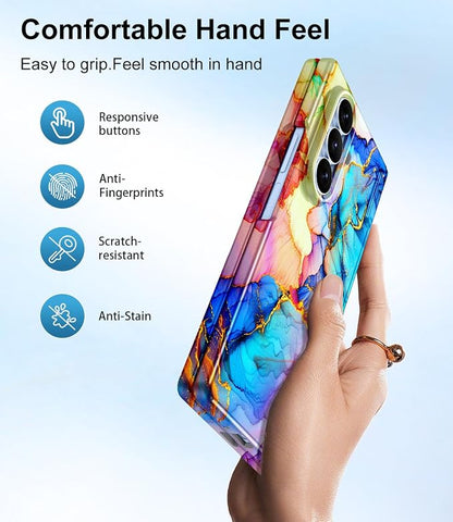Btscase for Samsung Galaxy Z Fold 8 Ultra Case,Built in Front Screen Protector,[Compatible with MagSafe] Marble Hard PC Slim Shockproof Full Body Drop Protective Case for Z Fold 8 Ultra, Bright Blue