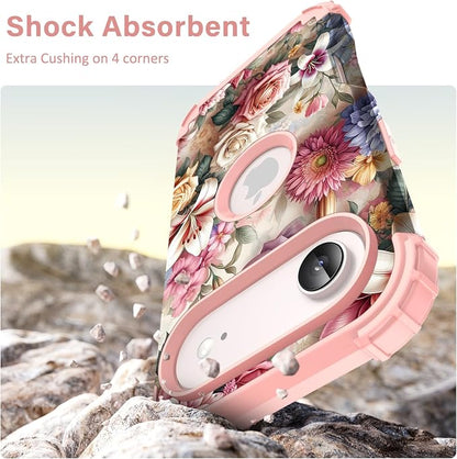 Hocase for iPhone Air Case 6.5", Heavy Duty Shockproof Protection Soft Silicone Rubber+Hard Plastic Bumpers Hybrid Protective Case for iPhone Air 2025 - Rose Flowers