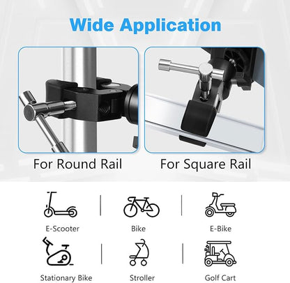 Phone Holder with Clamp for Golf Cart, All Metal Universal Phone Holder Handlebar Mount Clamp for Golf, Stroller, Bicycle, Bike, Wheelchair