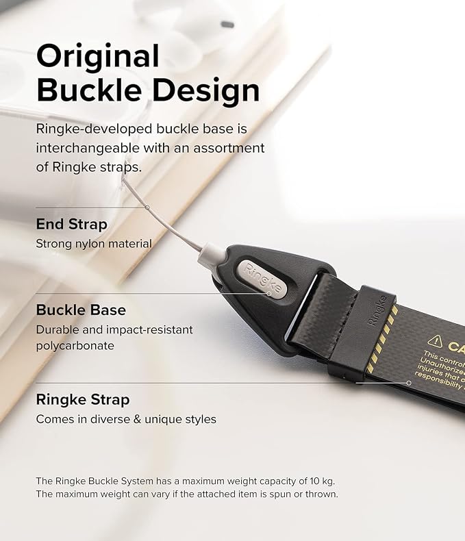 Ringke Hand Strap [Phone Wrist Strap] Designed for Camera Strap and Phone Strap, Adjustable Sturdy Universal Lanyard Compatible with Camera and Phone Case - Danger Black