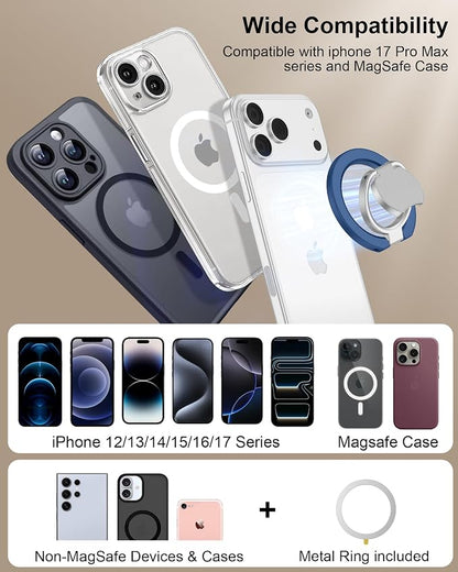 Magnetic Phone Holder 2-in-1 Foldable Gym Grip for iPhone 17e 17 Pro Max 16e 16 Plus 15 14 Galaxy S26 S25 Edge S24 Ultra Z Flip7 Two-Sided Magsafe Pop-Style Phone Stand for Mag Car Mount & Phone Case