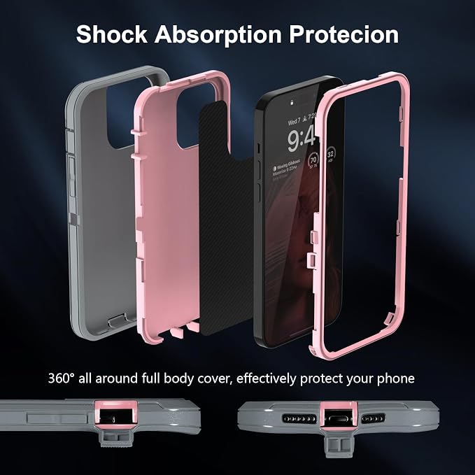 Sansunto for iPhone 13 Case, Phone Case for 15 & 14, Protective Heavy Duty Shockproof 3 in 1 Silicone Rubber Cover, Rugged Hybrid Durable Phone Case for iPhone 6e in 6.1 Inch