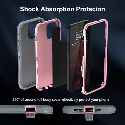 Sansunto for iPhone 13 Case, Phone Case for 15 & 14, Protective Heavy Duty Shockproof 3 in 1 Silicone Rubber Cover, Rugged Hybrid Durable Phone Case for iPhone 6e in 6.1 Inch