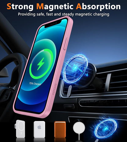 FNTCASE for iPhone 12 Phone Case: for iPhone 12 Pro Magnetic Matte Textured Military Grade Drop Protection Translucent Cell Cover - Slim Durable Shockproof Protective Bumper