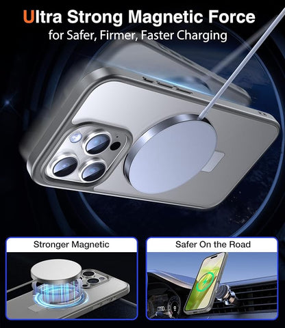 Chicfun 3-in-1 [Magnetic+Kickstand+Ring Holder] for iPhone 16 Pro Case with Stand Ring Holder， Compatible with MagSafe, Military Shockproof Kickstand Phone Case iPhone 16 Pro Cover Grey