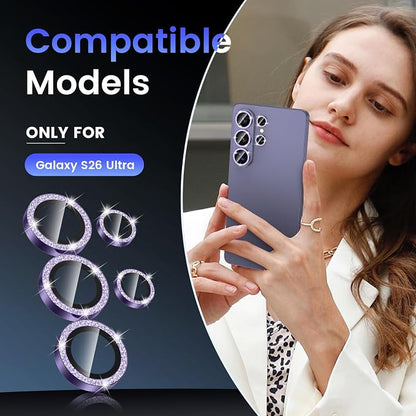 Tensea (3+2PCS Compatible with Samsung Galaxy S26 Ultra Camera Lens Protector, 9H Tempered Glass Camera Cover Screen Protector Metal Individual Ring [Installation Tray][Case Friendly]