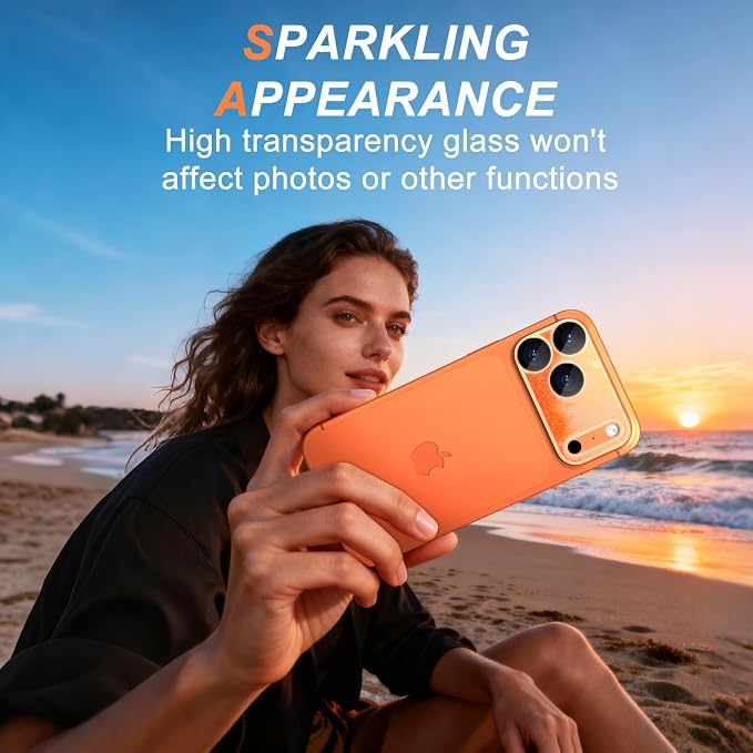 surundo for iPhone 17 Pro Max Camera Protector, Bling Glitter Camera Cover Design Flowing Liquid Quicksand, [Not Easy to Fall] [Strong Adsorption] 9H Tempered Glass Lens Cover Stylish Accessories