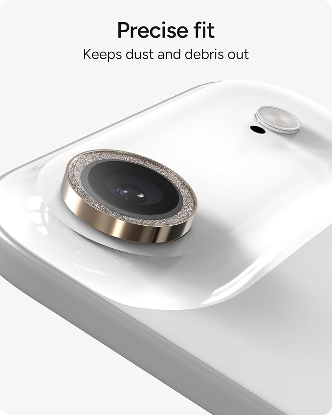 ZAGG iPhone Camera Lens Protector for iPhone Air - Gold Glitter, Camera Ring, Maximum Impact & Scratch Protection, Anti-Reflective Technology, Smudge-Resistant, Precise Fit, Glass Elite
