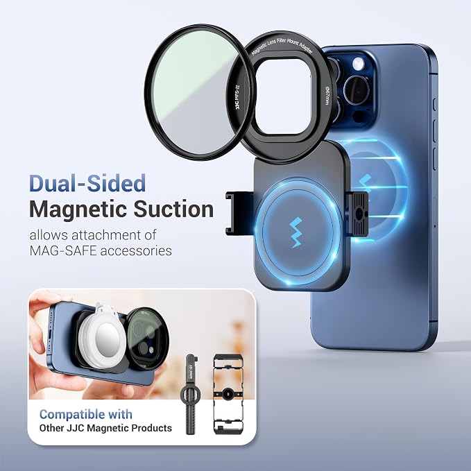 67mm Phone Lens Filter Adapter Mount for iPhone 16 15 14 Pro Pro Max Plus, Double-Sided Magnetic Phone Lens Filter Ring with 1/4-20" Screw & Cold Shoe Mount Pull-Out to fit 16 15 Pro Max (No Filters
