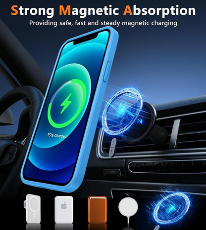 FNTCASE for iPhone 12 Phone Case: for iPhone 12 Pro Magnetic Matte Textured Military Grade Drop Protection Translucent Cell Cover - Slim Durable Shockproof Protective Bumper