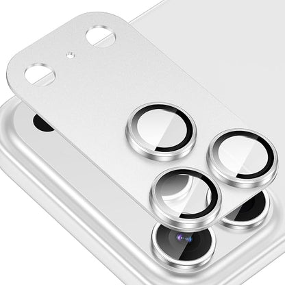 for iPhone 17 Pro Max Camera Lens Protector, [Anti-Scratch] [Ultra HD Clear] [Strong Adhesion] Metal Aluminum Alloy Tempered Glass Camera Screen Cover(Silver)