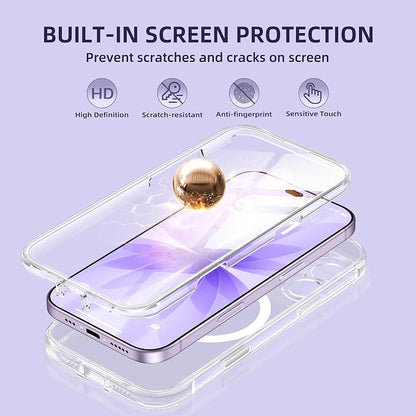 BERFY for iPhone 17 Case, Compatible with MagSafe, Built-in Glass Screen Protector, Camera Protection, Shockproof Full Body Phone case 6.3", Clear