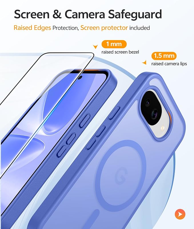FNTCASE for Google Pixel 10a Case: [Compatible with Magsafe] Translucent Matte Cases with [Screen Protector] Military Grade Shockproof Protective Magnetic Phone Cover for Pixel 10A - Ultramarine