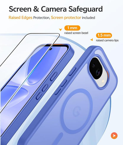 FNTCASE for Google Pixel 10a Case: [Compatible with Magsafe] Translucent Matte Cases with [Screen Protector] Military Grade Shockproof Protective Magnetic Phone Cover for Pixel 10A - Ultramarine