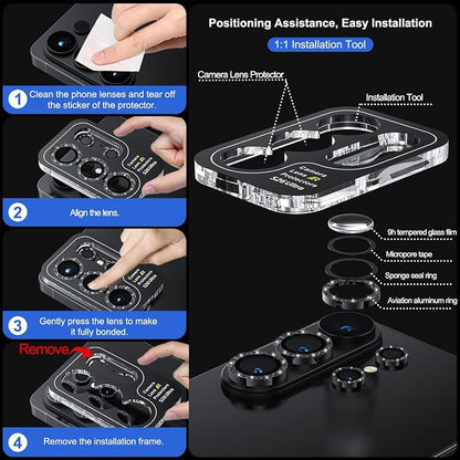 WSKEN for Samsung Galaxy S26 Ultra Camera Lens Protector - Ultra Thin Case Friendly, 9H Shatterproof Tempered Glass with Anti Scratch Metal Circle Camera Screen Protector Cover Accessories, G Black