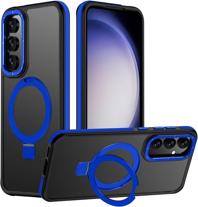 for Samsung Galaxy S23 FE Case, Magnetic Adjustable Ring Stand [Fit for Magsafe], [Military-Grade Shockproof Protection] Phone Case with Kickstand&Ring Holder (Blue)