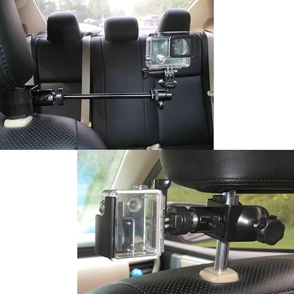 3in1 Universal Heavy Duty Car Headrest Mount Holder w/Clamp/Adjustable Robust Magic Arm and 360° Rotation for DSLR Camcorder/Action Camera/Smartphone etc