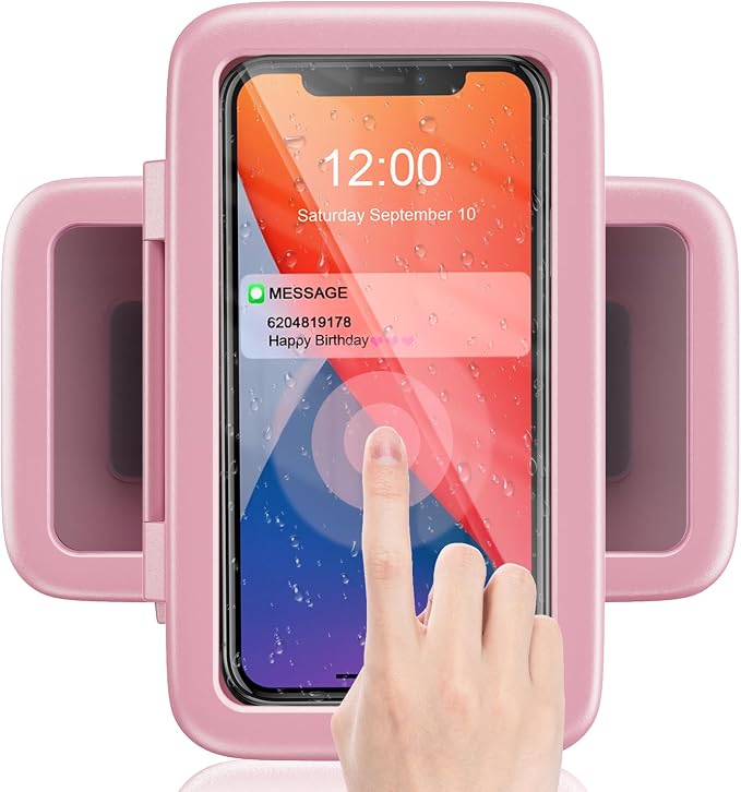 LC-dolida Shower Phone Holder Waterproof 480 Rotation Phone Stand Case Mount Compatible with iPhone 17 16 15 14 13 12 11 Plus Pro Max XS XR up to 6.8" Cell Phone