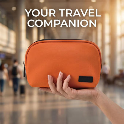CAAORDKSO Travel Cable Organizer, Electronic Travel Organizer Case, Cord Organizer Bag, Portable Electronic Accessories Case Travel Essentials Tech Pouch for Cord, Charger, Power Bank, Earphone,Orange