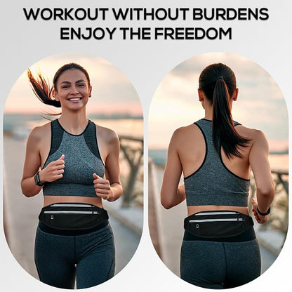 Running belt for Women &Men,Adjustable Exercise Waist Pack Reflective Running Belt for Sports Workout Cycling Hiking, Casual Hands-Free Wallets Phone Bag Fits All Phones(black)