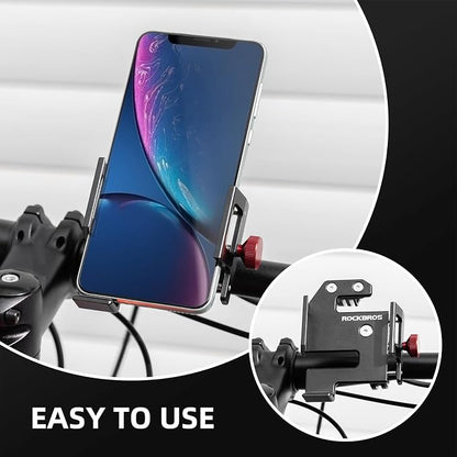 ROCKBROS Bike Phone Holder, Aluminum Bike Phone Mount Holder,Handlebar Mounted Cell Phone Holder Universal Bicycle Phone Mount for 4.7-7.1 Inch Phones