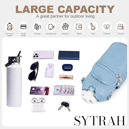 SYTRAH Water Bottle Carrier Bag with Strap, Water Bottle Purse with Phone Pocket 40oz for Walking Hiking