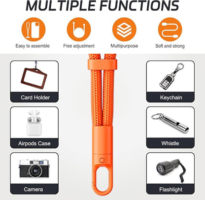 KITANIS 3 Pack Phone Lanyard,1×Phone crossbody strap,1×Phone Neck Strap,1×Wrist Strap,3×Tether Tabs,Universal Cell Phone Multifuctional Patch Polyester Lanyards(Orange)