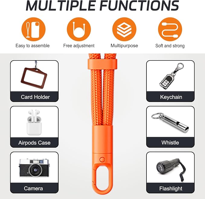 KITANIS 2 Pack Phone Lanyard,2×Phone Neck Strap,4×Tether Tabs,Universal Cell Phone Multifuctional Patch Polyester Lanyards,Cell Phone Lanyards for Women and Men(purple+orange)