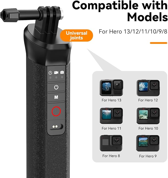 TELESIN Floating Selfie Stick Hand Grip Waterproof Handle with Bluetooth Remote for GoPro Hero 13 12 11 10 9 8 Handle Mount Accessories for Action Camera