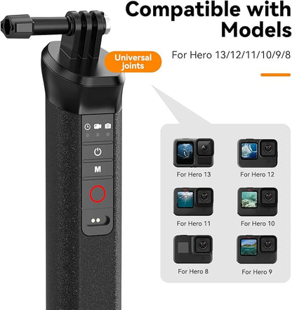 TELESIN Floating Selfie Stick Hand Grip Waterproof Handle with Bluetooth Remote for GoPro Hero 13 12 11 10 9 8 Handle Mount Accessories for Action Camera