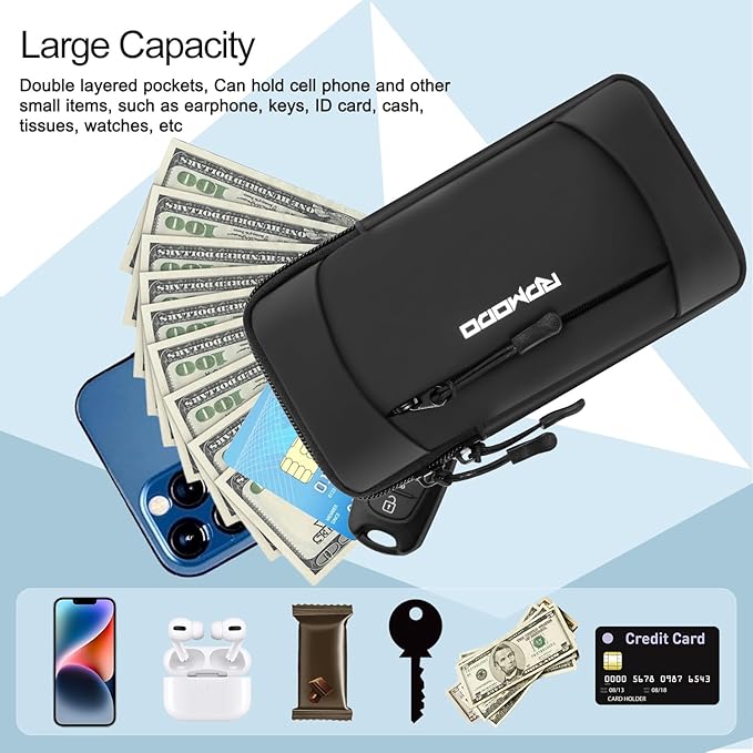 Running Armband Phone Holder & Crossbody Shoulder Bag, Arm Band for Phone for Running Walking, Waterproof Phone Pouch for iPhone 16 15 14 13 Pro Max Samsung Galaxy 7.5 Inch（Crossbody Bag Black）