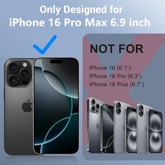 Red2Fire for iPhone 16 Pro Max Case Waterproof, [Built-in Screen Protector & Camera Protector][Compatible with MagSafe][Full Body Shockproof][IP68 Waterproof][Dustproof] Phone Case 6.9" Blue/Clear